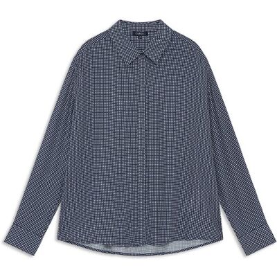 Caroll Camisa de mujer con tapete y estampado de cuadros. (40) Azul mujer Caroll Camisa de mujer con tapete y estampado de cuadros. (40) Azul mujer