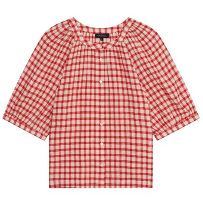 Caroll Camisa de mujer con estampado de cuadros y manga francesa. (XL) Rojo mujer Caroll Camisa de mujer con estampado de cuadros y manga francesa. (XL) Rojo mujer