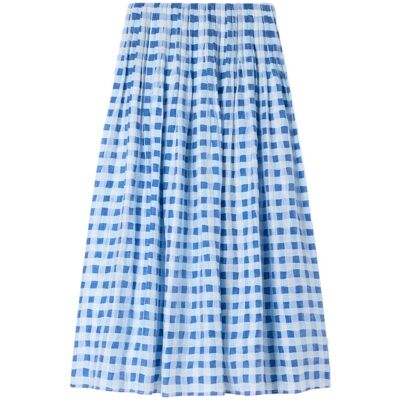 sandro Falda larga acampanada vichy con lino. (38) Azul mujer sandro Falda larga acampanada vichy con lino. (38) Azul mujer