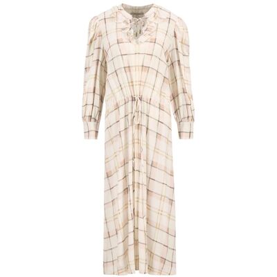 Barbour Vestido midi de manga larga con estampado de cuadros y ajuste de cordón en cintura. (38) Beige mujer Barbour Vestido midi de manga larga con estampado de cuadros y ajuste de cordón en cintura. (38) Beige mujer