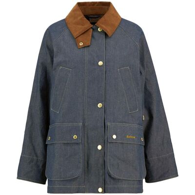 Barbour Parka de mujer con cierre combinado y bolsillos inclinados en el pecho y de parche con solapa. (44) Azul marino mujer Barbour Parka de mujer con cierre combinado y bolsillos inclinados en el pecho y de parche con solapa. (44) Azul marino mujer
