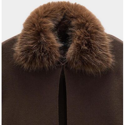 Parfois Capa de fiesta de mujer estilo poncho pelito en cuello en liso. (38) Marrón oscuro mujer Parfois Capa de fiesta de mujer estilo poncho pelito en cuello en liso. (38) Marrón oscuro mujer