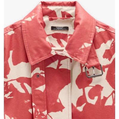 Parfois Parka de mujer 100% algodón con estampado floral. (36) Blanco / Rojo mujer Parfois Parka de mujer 100% algodón con estampado floral. (36) Blanco / Rojo mujer