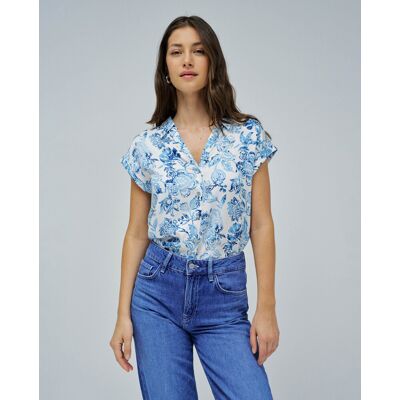 Salsa Jeans Blusa de mujer con estampado floral. (34) Azul / Blanco mujer Salsa Jeans Blusa de mujer con estampado floral. (34) Azul / Blanco mujer