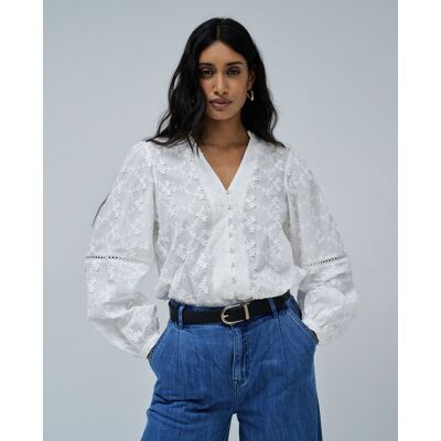 Salsa Jeans Blusa de mujer jacquard con estampado floral. (34) Blanco mujer Salsa Jeans Blusa de mujer jacquard con estampado floral. (34) Blanco mujer