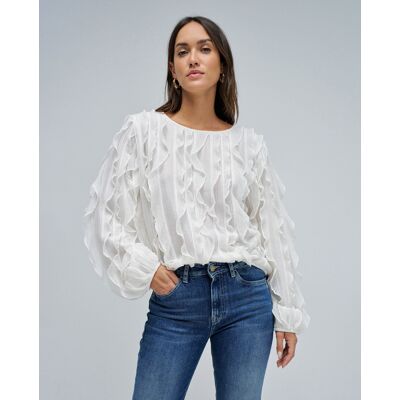Salsa Jeans Blusa de mujer con volantes. (34) Crudo mujer Salsa Jeans Blusa de mujer con volantes. (34) Crudo mujer