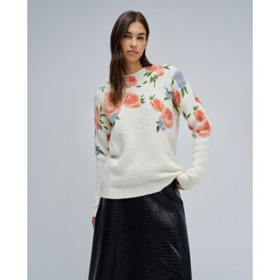 Salsa Jeans Sudadera de mujer de lana y ohair con estampado floral. (34) Crema mujer Salsa Jeans Sudadera de mujer de lana y ohair con estampado floral. (34) Crema mujer
