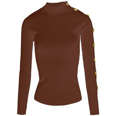 Salsa Jeans Jersey de mujer de punto con botones dorados. (38) Camel mujer Salsa Jeans Jersey de mujer de punto con botones dorados. (38) Camel mujer