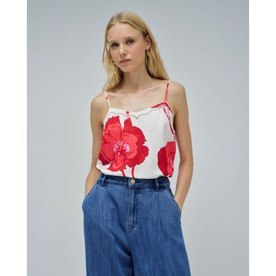 Salsa Jeans Top de mujer con estampado floral. (38) Blanco / Rojo mujer Salsa Jeans Top de mujer con estampado floral. (38) Blanco / Rojo mujer