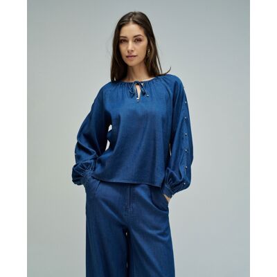 Salsa Jeans Blusa en light denim de mujer regular fit. (42) Azul denim mujer Salsa Jeans Blusa en light denim de mujer regular fit. (42) Azul denim mujer