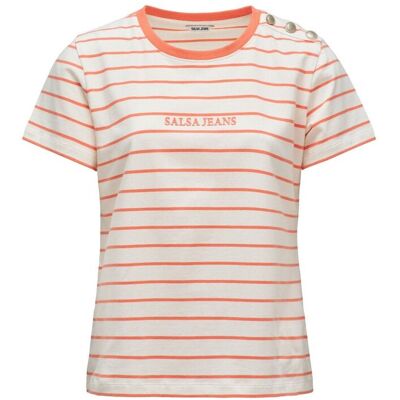 Salsa Jeans Camiseta de rayas con branding de mujer. (S) Naranja mujer Salsa Jeans Camiseta de rayas con branding de mujer. (S) Naranja mujer