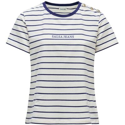 Salsa Jeans Camiseta de rayas con branding de mujer. (S) Azul mujer Salsa Jeans Camiseta de rayas con branding de mujer. (S) Azul mujer