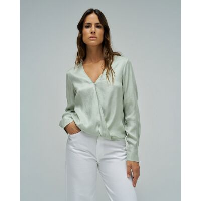 Salsa Jeans Blusa satinada de mujer fit regular. (S) Verde mujer Salsa Jeans Blusa satinada de mujer fit regular. (S) Verde mujer