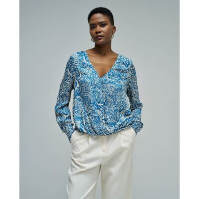 Salsa Jeans Blusa satinada de mujer fit regular. (M) Azul mujer Salsa Jeans Blusa satinada de mujer fit regular. (M) Azul mujer