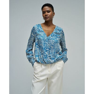 Salsa Jeans Blusa satinada de mujer fit regular. (L) Azul mujer Salsa Jeans Blusa satinada de mujer fit regular. (L) Azul mujer