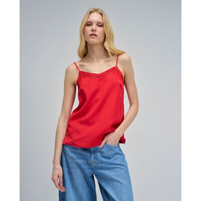 Salsa Jeans Top lightdenim con encaje de mujer. (M) Rojo mujer Salsa Jeans Top lightdenim con encaje de mujer. (M) Rojo mujer