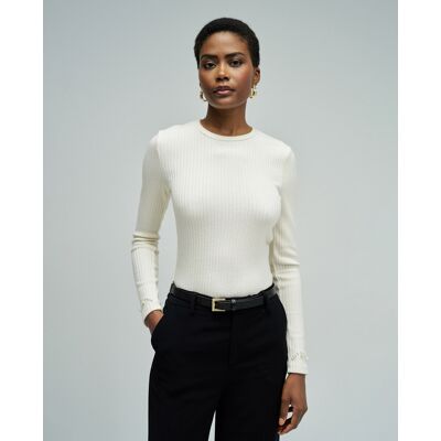 Salsa Jeans Top de mujer de punto acanalado. (38) Blanco roto mujer Salsa Jeans Top de mujer de punto acanalado. (38) Blanco roto mujer