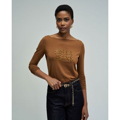 Salsa Jeans Blusa de mujer con branding. (46) Marrón mujer Salsa Jeans Blusa de mujer con branding. (46) Marrón mujer