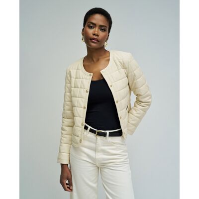 Salsa Jeans Plumífero de mujer acolchado efecto cuero. (38) Crudo mujer Salsa Jeans Plumífero de mujer acolchado efecto cuero. (38) Crudo mujer