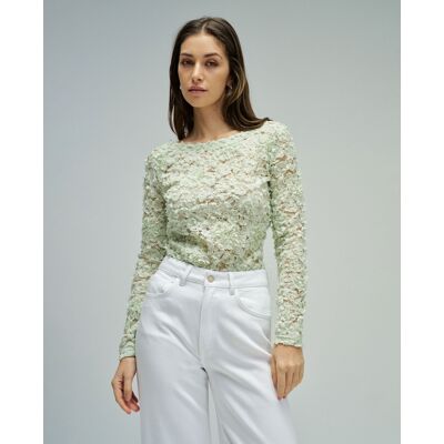 Salsa Jeans Blusa texturada con flores de mujer. (M) Verde mujer Salsa Jeans Blusa texturada con flores de mujer. (M) Verde mujer