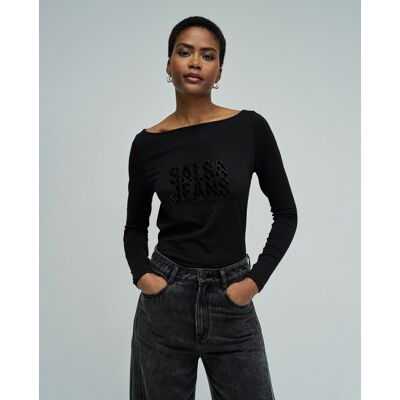Salsa Jeans Blusa de mujer con branding. (34) Negro mujer Salsa Jeans Blusa de mujer con branding. (34) Negro mujer