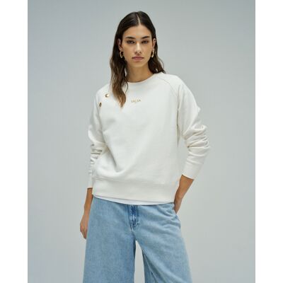 Salsa Jeans Sudadera con branding corte regular de mujer. (38) Natural mujer Salsa Jeans Sudadera con branding corte regular de mujer. (38) Natural mujer