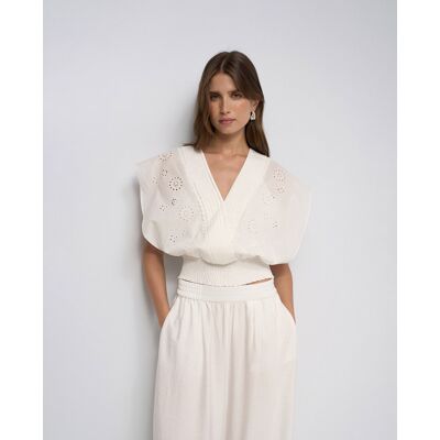 Salsa Jeans Blusa con bordado inglés de mujer. (M) Blanco mujer Salsa Jeans Blusa con bordado inglés de mujer. (M) Blanco mujer