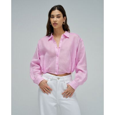 Salsa Jeans Camisa cropped loose fit de mujer. (S) Rosa mujer Salsa Jeans Camisa cropped loose fit de mujer. (S) Rosa mujer