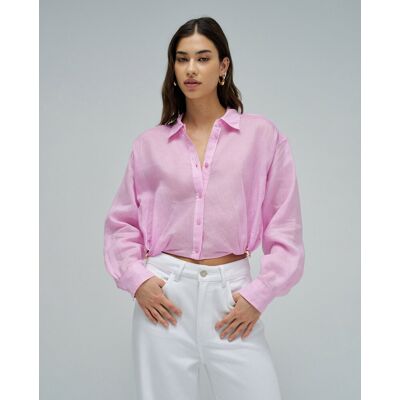 Salsa Jeans Camisa cropped loose fit de mujer. (M) Rosa mujer Salsa Jeans Camisa cropped loose fit de mujer. (M) Rosa mujer