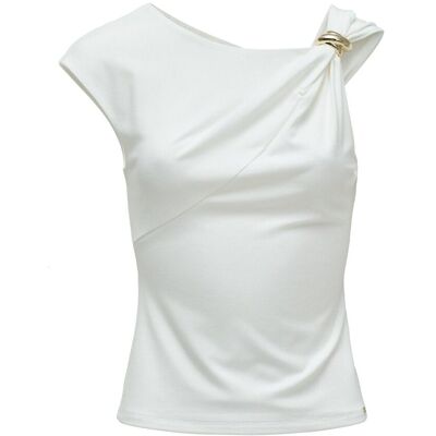Salsa Jeans Top con escote asimétrico de mujer. (M) Natural mujer Salsa Jeans Top con escote asimétrico de mujer. (M) Natural mujer