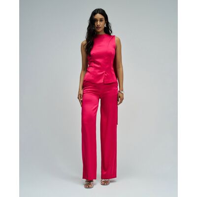 Salsa Jeans Pantalones wide leg satinados de mujer. (38 - Largo 30) Rosa mujer Salsa Jeans Pantalones wide leg satinados de mujer. (38 - Largo 30) Rosa mujer
