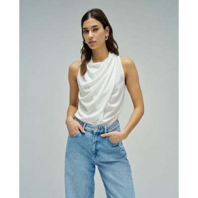Salsa Jeans Top drapeado sin mangas ajuste regular de mujer. (38) Blanco mujer Salsa Jeans Top drapeado sin mangas ajuste regular de mujer. (38) Blanco mujer