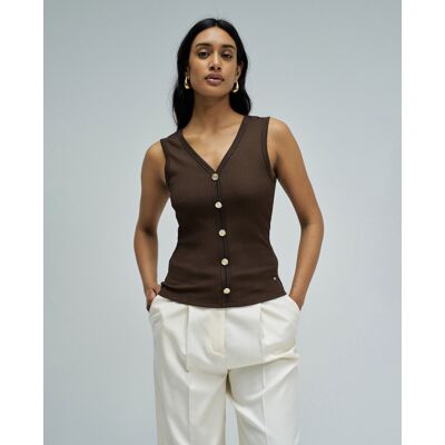 Salsa Jeans Top acanalado de mujer. (S) Marrón mujer Salsa Jeans Top acanalado de mujer. (S) Marrón mujer