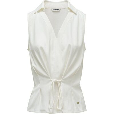 Salsa Jeans Blusa con lino de mujer. (L) Blanco mujer Salsa Jeans Blusa con lino de mujer. (L) Blanco mujer