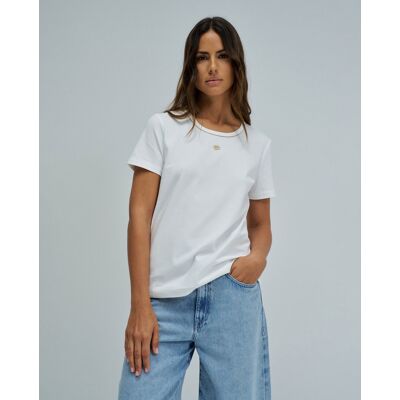 Salsa Jeans Camiseta básica con lurex de mujer. (S) Blanco mujer Salsa Jeans Camiseta básica con lurex de mujer. (S) Blanco mujer