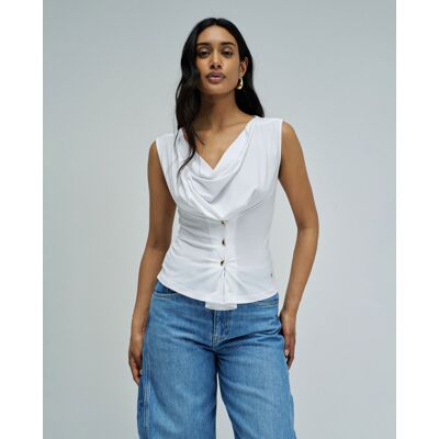 Salsa Jeans Top drapeado de mujer. (S) Blanco mujer Salsa Jeans Top drapeado de mujer. (S) Blanco mujer