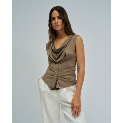 Salsa Jeans Top drapeado de mujer. (M) Marrón mujer Salsa Jeans Top drapeado de mujer. (M) Marrón mujer