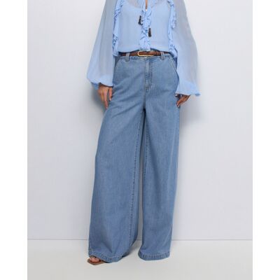 Salsa Jeans Pantalones chino en lightdenim con pierna wide de mujer. (L) Azul mujer Salsa Jeans Pantalones chino en lightdenim con pierna wide de mujer. (L) Azul mujer