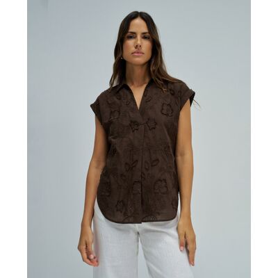 Salsa Jeans Camisa con bordados de mujer. (L) Marrón mujer Salsa Jeans Camisa con bordados de mujer. (L) Marrón mujer