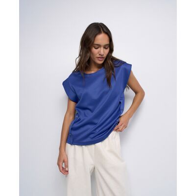 Salsa Jeans Camiseta con botones de mujer. (L) Azul mujer Salsa Jeans Camiseta con botones de mujer. (L) Azul mujer