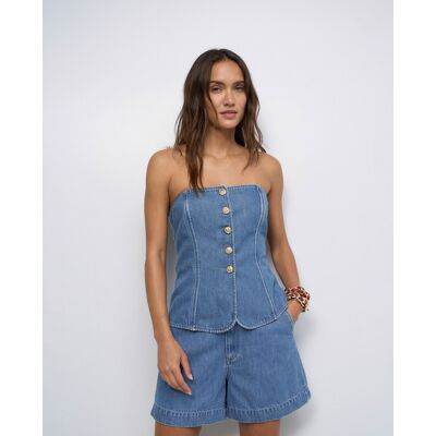Salsa Jeans Top bandeau de lightdenim de mujer. (S) Azul mujer Salsa Jeans Top bandeau de lightdenim de mujer. (S) Azul mujer