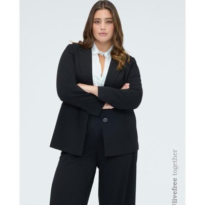Fiorella Rubino Blazer de mujer ajustado en tejido elástico solapas clásicas. (54) Negro mujer Fiorella Rubino Blazer de mujer ajustado en tejido elástico solapas clásicas. (54) Negro mujer