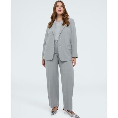 Fiorella Rubino Blazer de mujer estampado cuadros dos bolsillos aplicados delanteros y mangas largas. (52) Gris mujer Fiorella Rubino Blazer de mujer estampado cuadros dos bolsillos aplicados delanteros y mangas largas. (52) Gris mujer