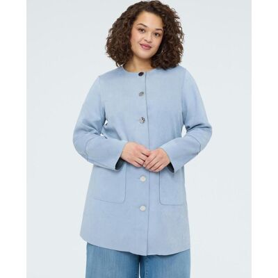 Fiorella Rubino Abrigo de mujer soft touch con botones cierre frontal. (52) Azul claro mujer Fiorella Rubino Abrigo de mujer soft touch con botones cierre frontal. (52) Azul claro mujer