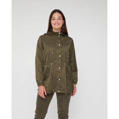 October Parka de mujer con capucha cintura ajustable con cordon. (44) Kaki mujer October Parka de mujer con capucha cintura ajustable con cordon. (44) Kaki mujer