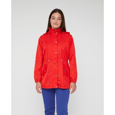 October Parka de mujer con capucha cintura ajustable con cordon. (48) Rojo mujer October Parka de mujer con capucha cintura ajustable con cordon. (48) Rojo mujer