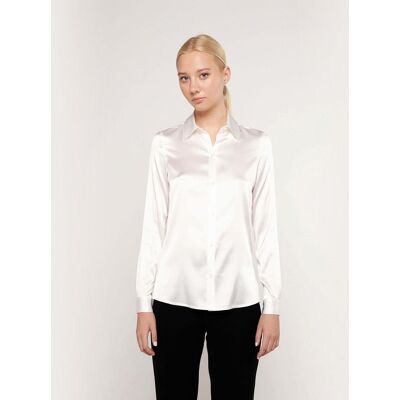 Mirto Blusa de mujer lisa en seda elástica. (XXL) Blanco mujer Mirto Blusa de mujer lisa en seda elástica. (XXL) Blanco mujer