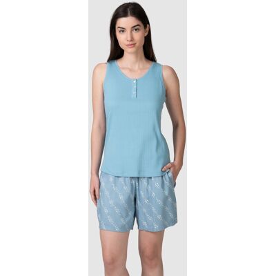 Massana Camiseta de pijama de mujer de tirantes con tapeta abotonada. (44) Azul celeste mujer Massana Camiseta de pijama de mujer de tirantes con tapeta abotonada. (44) Azul celeste mujer