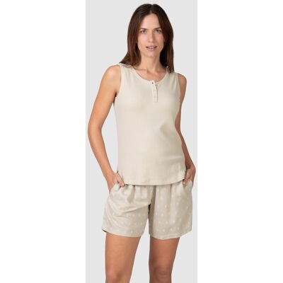 Massana Camiseta de pijama de mujer de tirantes con tapeta abotonada. (44) Piedra mujer Massana Camiseta de pijama de mujer de tirantes con tapeta abotonada. (44) Piedra mujer