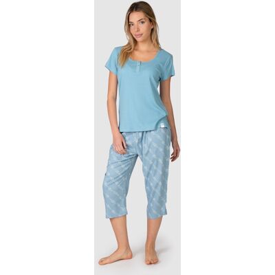 Massana Camiseta de pijama de mujer de manga corta con tapeta abotonada. (44) Azul celeste mujer Massana Camiseta de pijama de mujer de manga corta con tapeta abotonada. (44) Azul celeste mujer